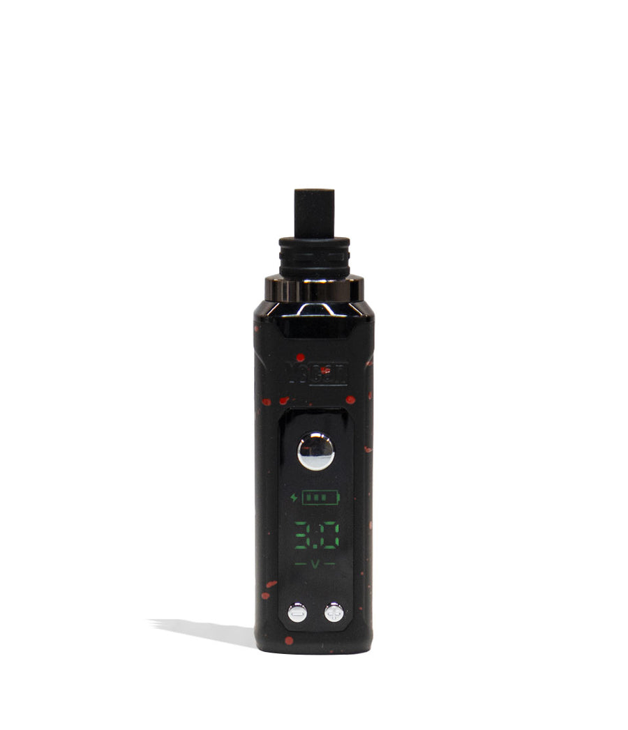 Black Red Spatter Wulf Mods Nestor Portable Concentrate Vaporizer Front View on White Background