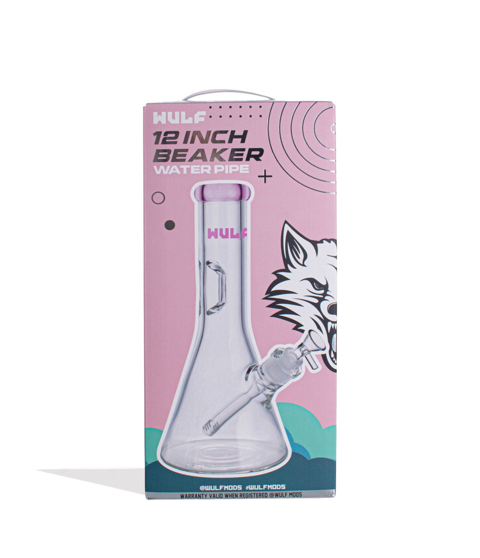 Pink Wulf Mods 7mm 12inch Beaker Water Pipe Packaging Front View on White Background