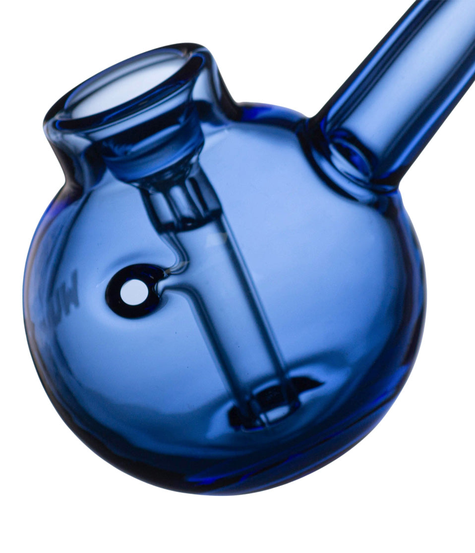 Blue carb hole Wulf Mods Beek Bubbler on white background