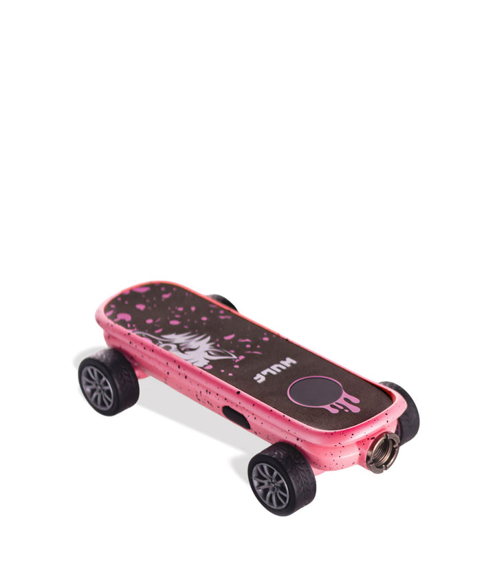 Pink Black Spatter Wulf Mods Deck Skateboard Voltage Battery Down View on White Background