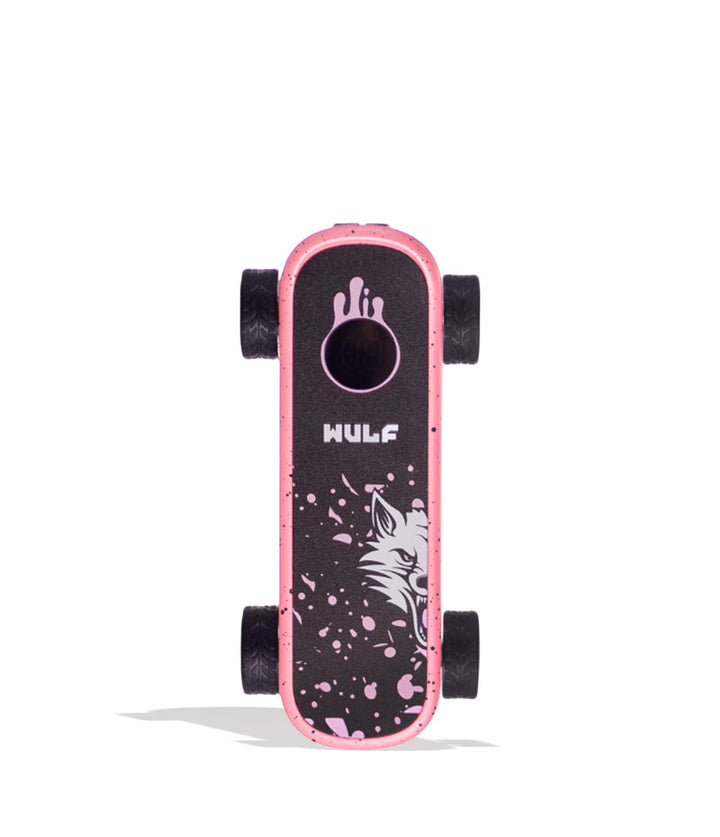 Pink Black Spatter Wulf Mods Deck Skateboard Voltage Battery Front View on White Background