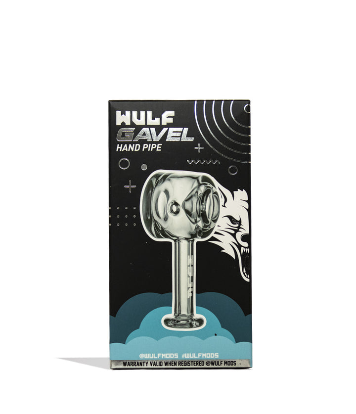 Clear Wulf Mods Gavel Hand Pipe Packaging Front View on White Background