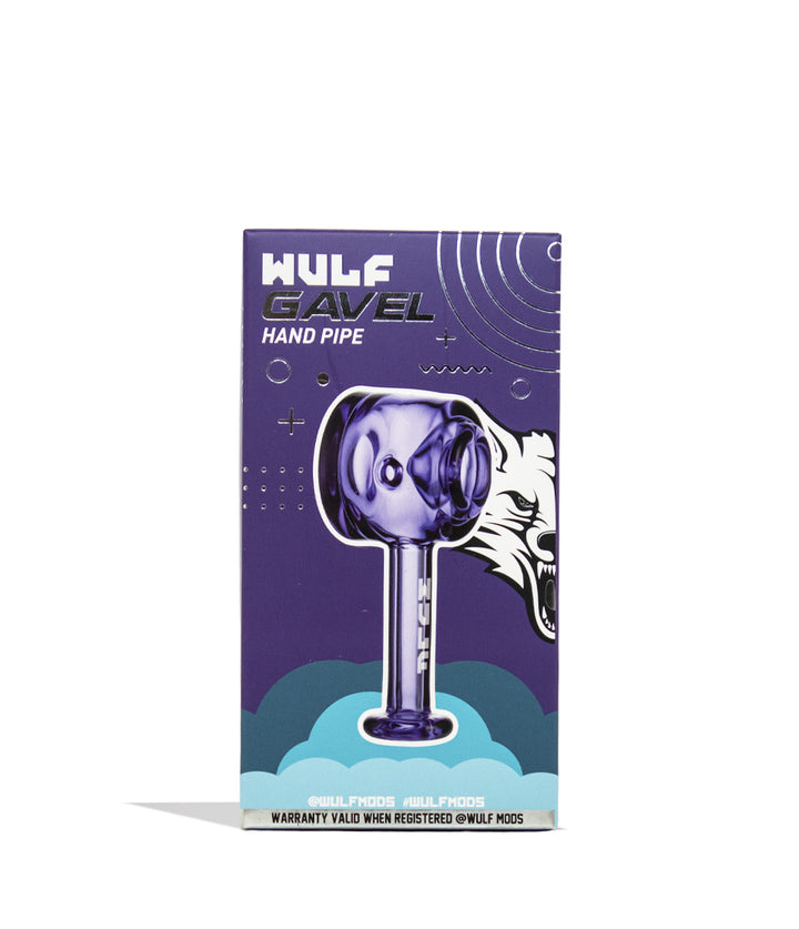 Purple Wulf Mods Gavel Hand Pipe Packaging Front View on White Background